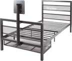 X-Rocker Basecamp TV Gaming Bed with Rotating TV Mount, Storage and Cable Management, Single 3ft Low Sleeper Bedstead, Metal Frame, Ideal for Kids Bedroom, Up to 32" TV Supported - Black